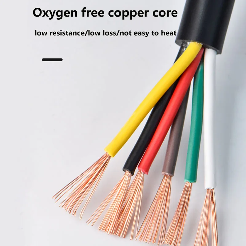 5 Meters RVV Copper Core Control Signal Cable  2-6 Core 0.3 0.5 0.75mm Flame Retardant Electrical Wires