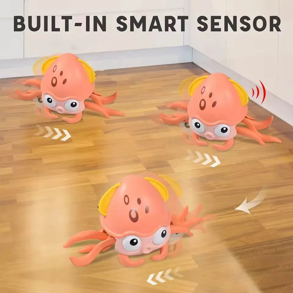 เด็ก Induction Escape Octopus Crab Crawling ของเล่นเด็กสัตว์เลี้ยงอิเล็กทรอนิกส์ของเล่นดนตรีการศึกษาคริสต์มาสของขวัญเด็กวัยหัดเดินค่าเฉลี่ยของเล่น