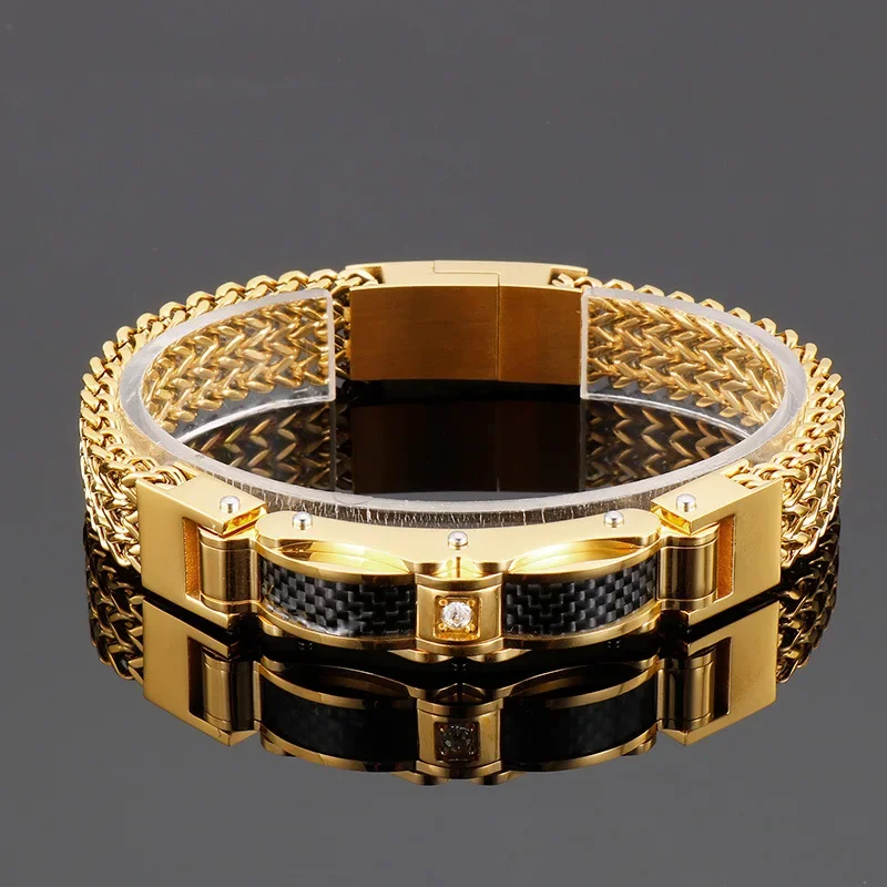 

18k Gold Men Bracelet Gold Jewelry Street Style Stainless Steel 316L Plated Cuban Chain Bracelets For Women