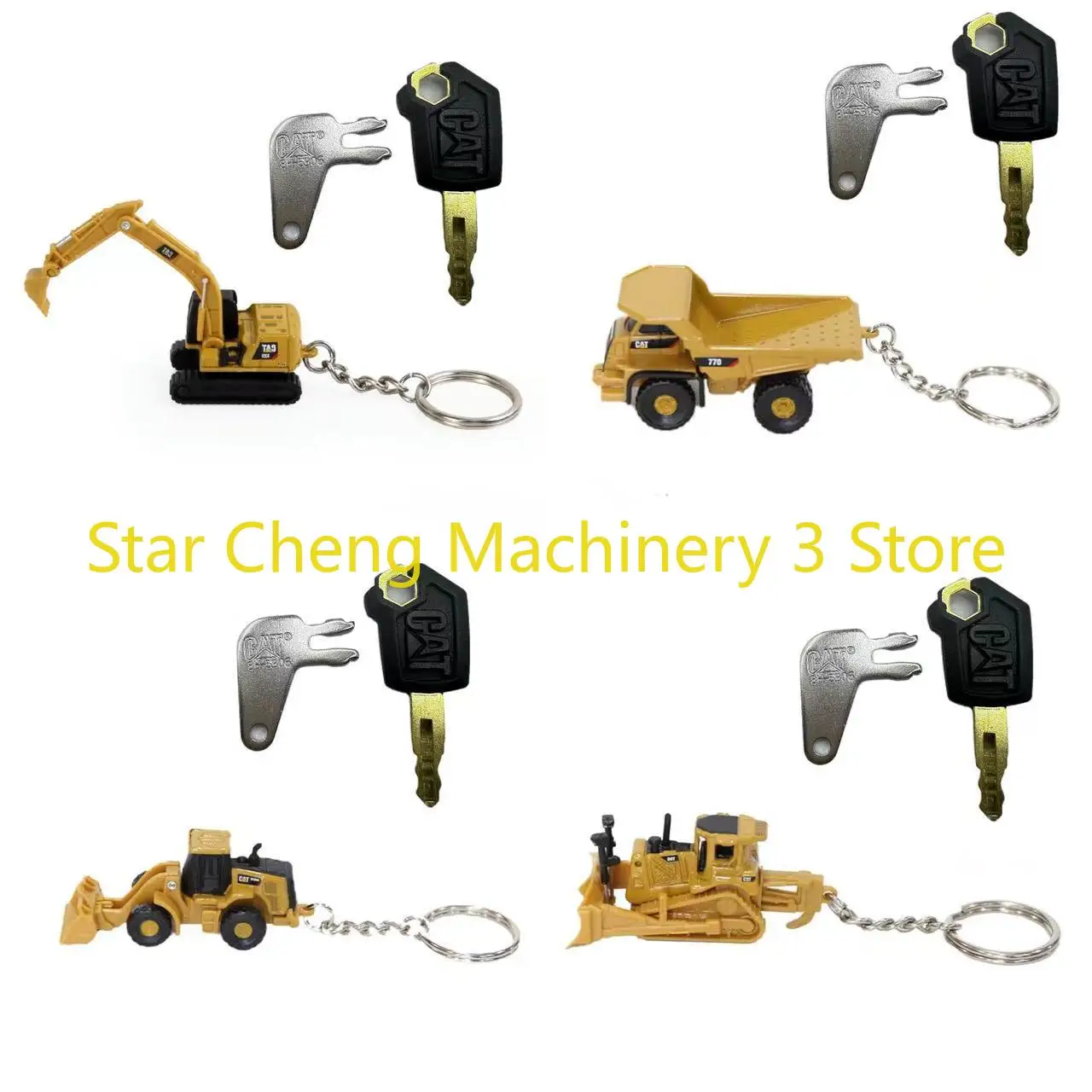 

5P8500 8H5306 Key with D8T 320D 770 Loader 950M Diecast Mini Engineering Keychain Bulldozer Alloy Excavator Tip Truck Model Toy