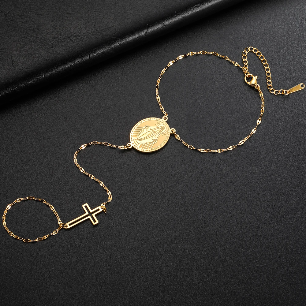 Dawapara Jungfrau Maria Handkette Kreuz Armband Religiöser christlicher Schmuck Weihnachtsgeschenk Edelstahl – Detail 16