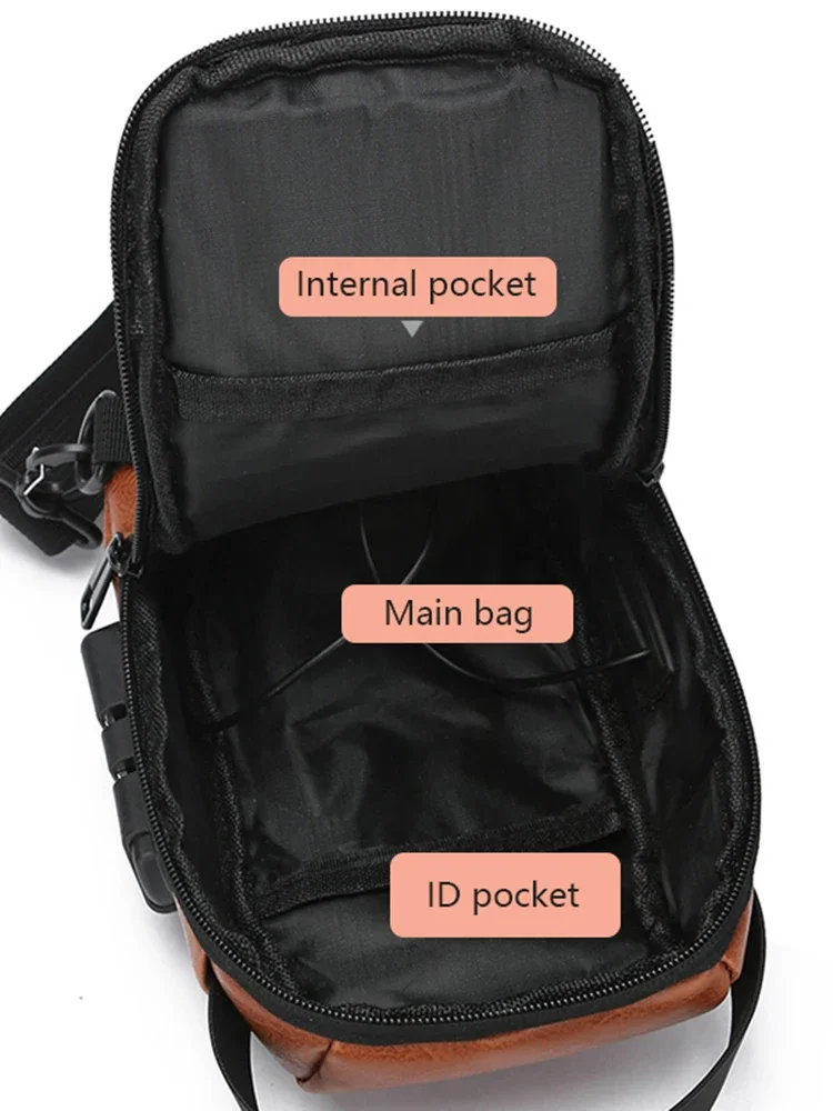Men's Multifunction Anti-theft USB Chest Bag, Sling Shoulder Bag, Password Lock Crossbody Bag Suitable for Cycling image 4