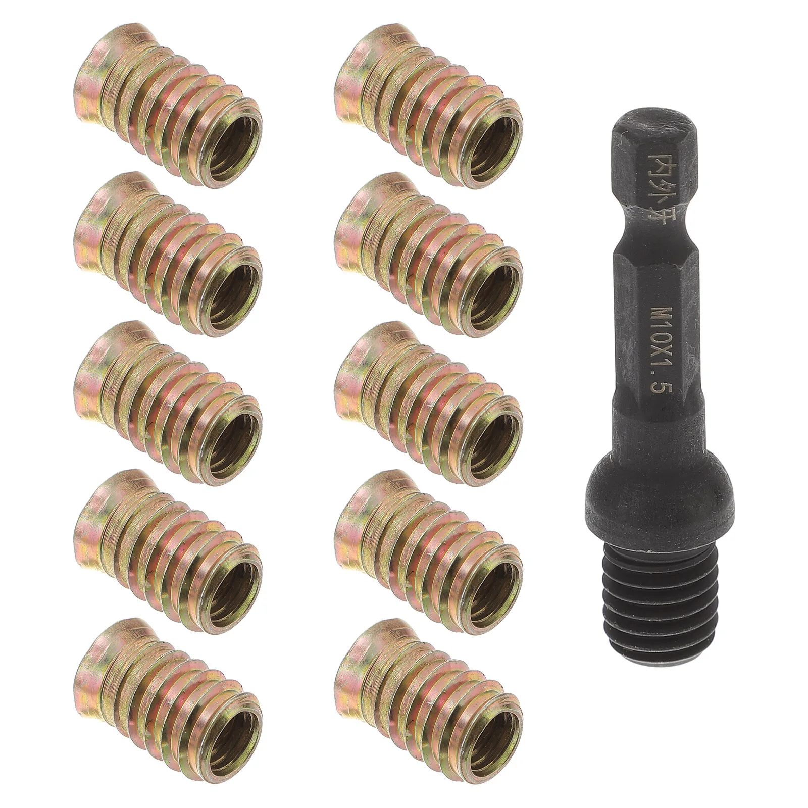 

10Pcs Wood Threaded Inserts Connector Heavy-Duty Fastener for Furniture Long-Lasting Carbon Steel Secure Joining System