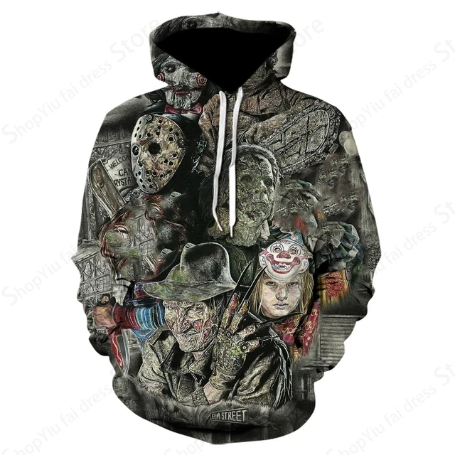 Hoodie gambar 3d pembunuh Halloween, Hoodie motif 3d, Hoodie Pria Wanita, Hoodie modis, baju Sweatshirt Hoodie anak laki-laki, mantel wanita, baju olahraga, pullover