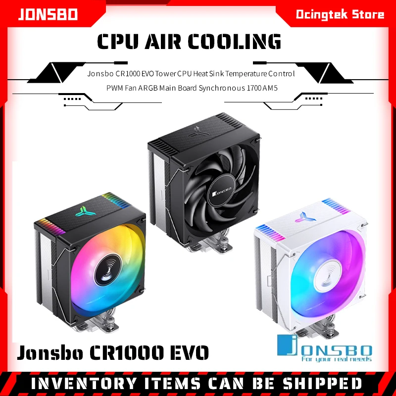 jonsbo cr1000 evo dissipador de calor cpu refrigerado a ar heat pipe tower cpu cooler argb sincrono intel lga1700 115x 1200 am4 01