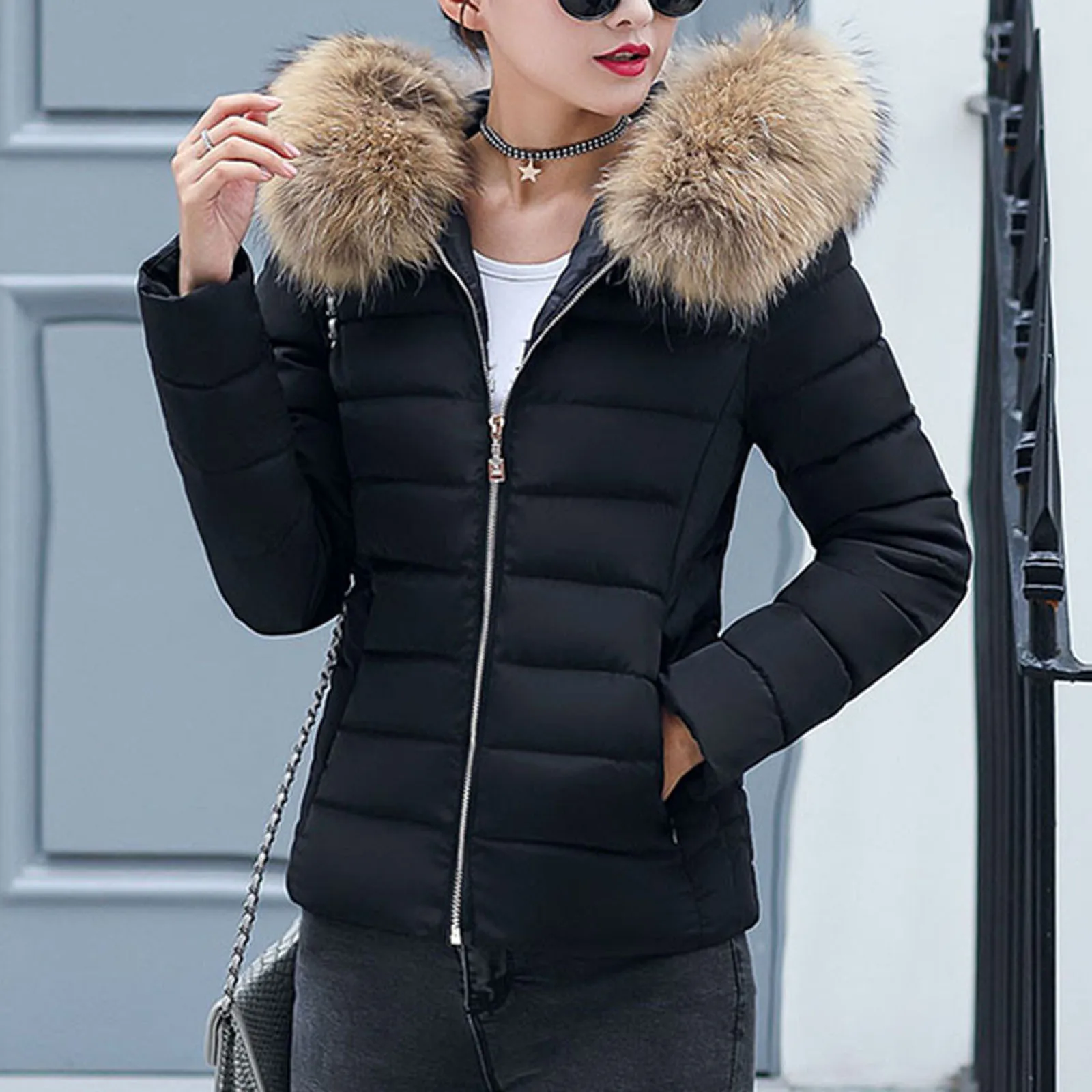 

Women'S Down Jacket Slim Feather Coats Warm Padded Parkas Coat Slim Short Hooded Warm Down Coat Women'S Plus Size Down Coats