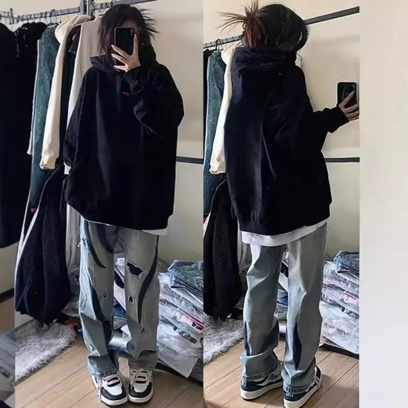 

Худи унисекс из чистого хлопка в американском уличном стиле, большие размеры (до 300 фунтов), весна-осень, с буквенным принтом, повседневный, удобный