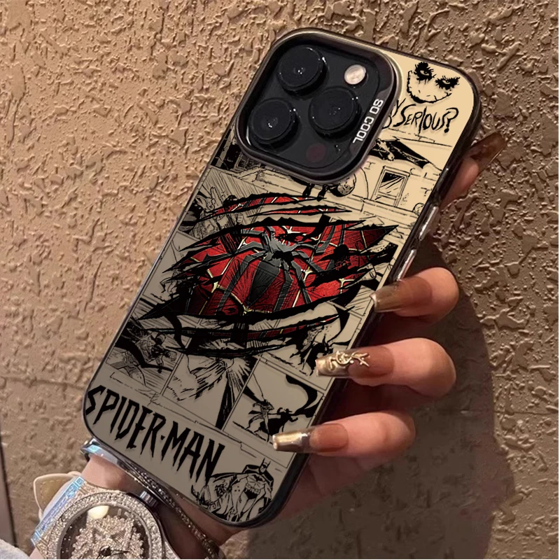 Capa de Celular Marvel Herói Homem-Aranha para iPhone 17 16e 16 15 14 13 12 11 mini Pro Max X XR XSMAX 8 7 Air Plus Antichoque com Traseira Fosca