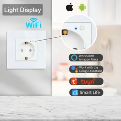 Smart Wifi Socket EU Standard Smart Wall Socket 16A 100V-240V White Black Gloden Crystal Glass Panel For Smart Home