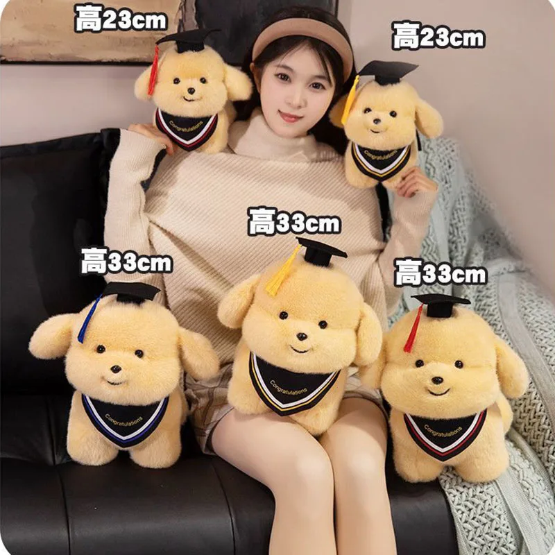 

Graduation Dog Plush Toy Soft Stuffed Puppy with Graduation Cap for Students Keepsake Gift Multiple Colors and Sizes Available