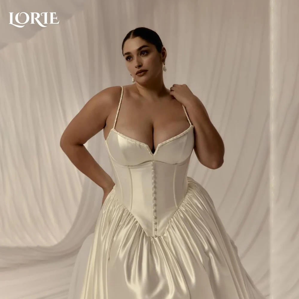 LORIE Shawl Church Wedding Dress Flared Short Sleeve A-line Muslim High Collar Bride Gown Chiffon Customized Corset Bride Dress