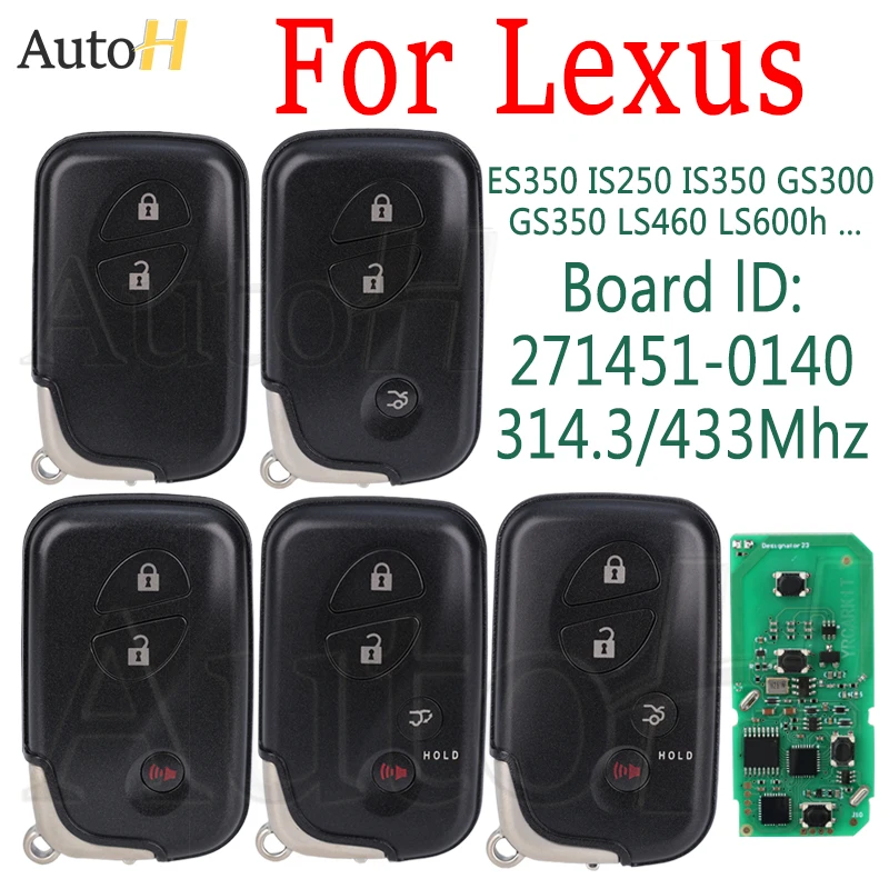 Smart Car Key 27145-0140 314.35/433MHz For Lexus ES350 IS250 IS350 GS300 GS350 LS460 LS600h LX570 4D Chip Keyless Go Remote Key