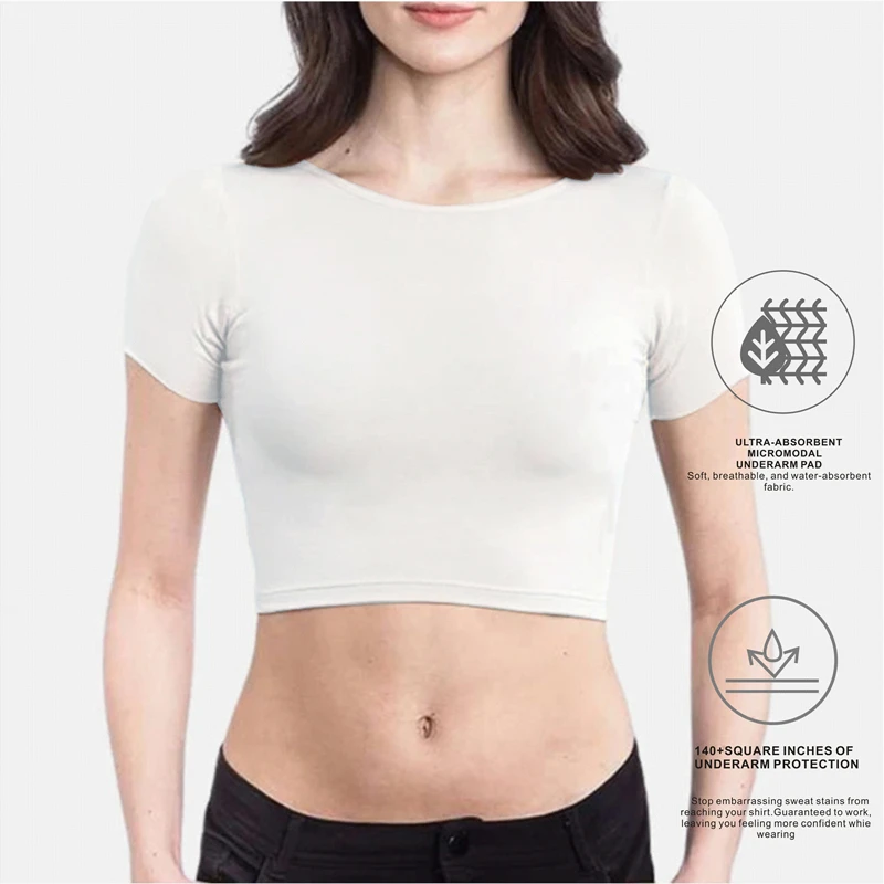 Girls Underarm Undershirt Pads Women Slim Sweatshirt T-shirt Anti Sweat Proof Shirt Crop Top