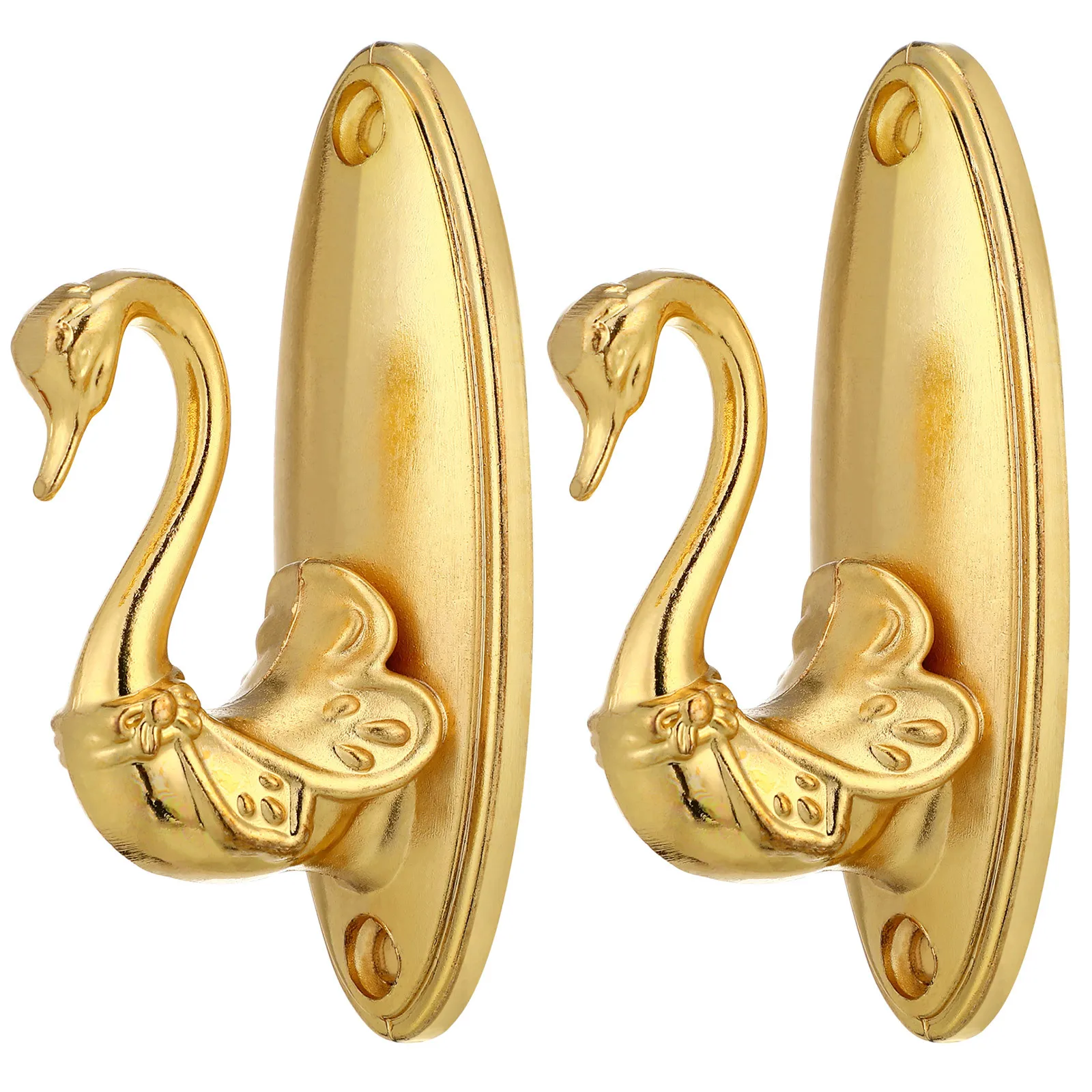 

2pcs Curtain Hooks Golden Vintage Swan Style 9Cm Zinc Alloy Drapery Tiebacks Wall Mounted For Home Decor Clothes Hat Holder