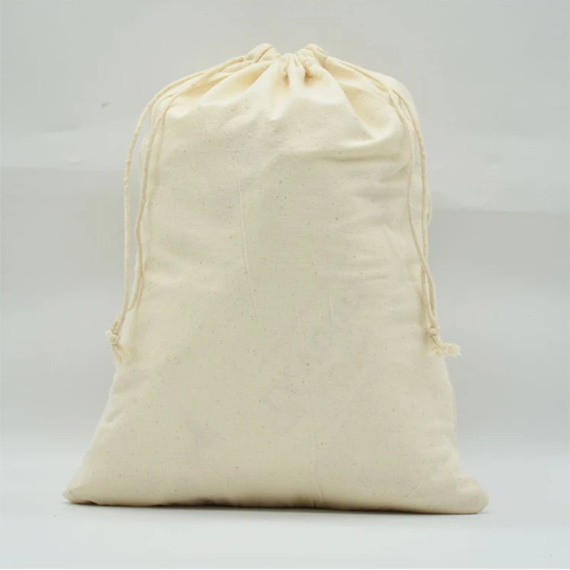 10 Pcs/Lot Stroage Cotton Bags with Drawstring Christmas Gift Bags To Pack Products Various Size Grocery Sacks Cloth Bag