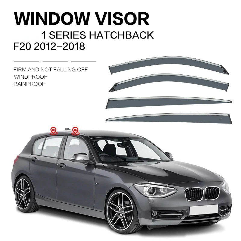 For BMW 1 Series E87 F20 F52 Window Visor Weather Guard Door Visor Vent Shades Vent Shades Ventvisor Bright Strip