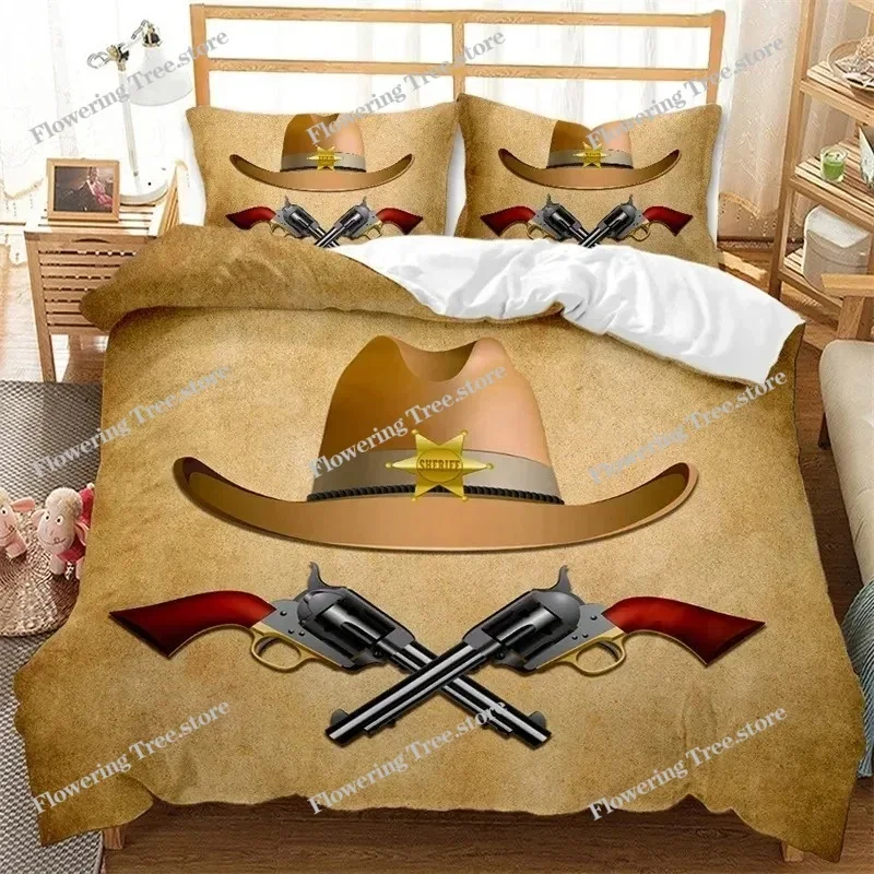 Western Cowboy Duvet Cover Set Single King Wild West Themed Cowboy Bedding Set Microfiber Rodeo Cowboy