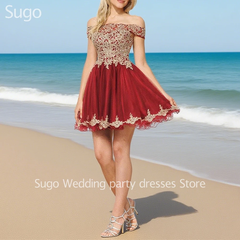 Vestidos cortos personalizados para fiesta de bienvenida para eventos especiales, vestido de cóctel de fiesta para mujer adolescente con hombros descubiertos y encaje de tul 2025