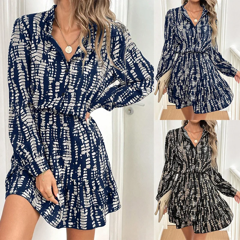

New Autumn Women's V-Neck Ruffle Long Sleeve Dress - Fashion Slim Fit Flattering Elegant Gown