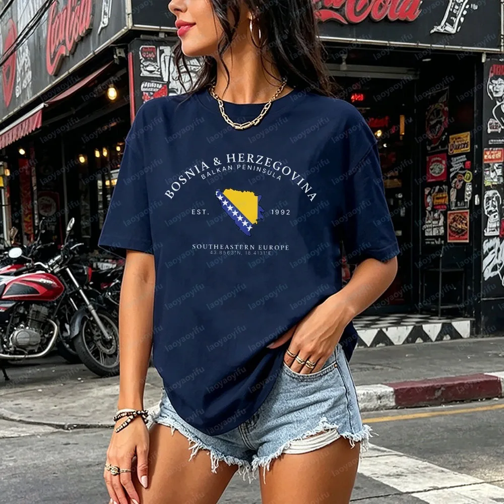 Bosnia and Herzegovina Printrd Tshirt Balkan Gift Patriotic Individuals Casual Unisex Tee Summer Cotton Short-sleeve Men T-shirt