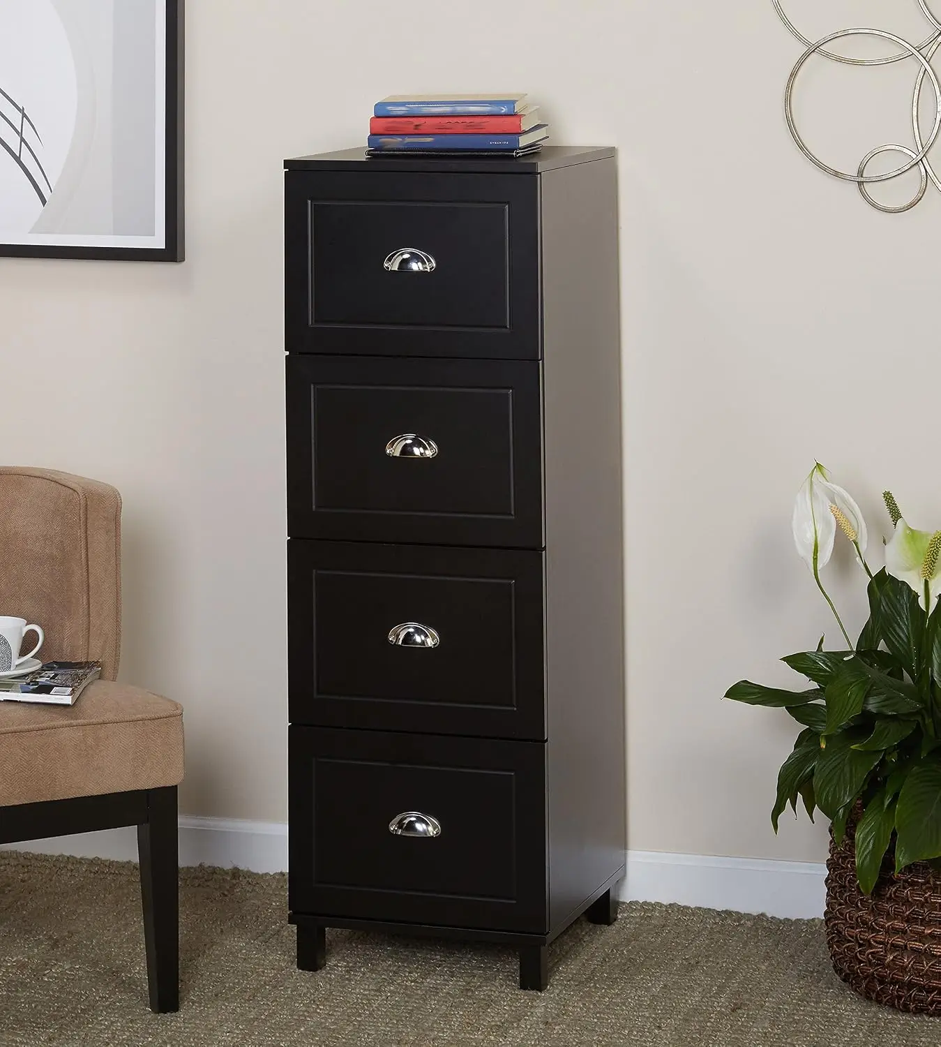 4 Drawer Filing Cabinet Black Metal Home Office Storage Legal Letter Size, Customized