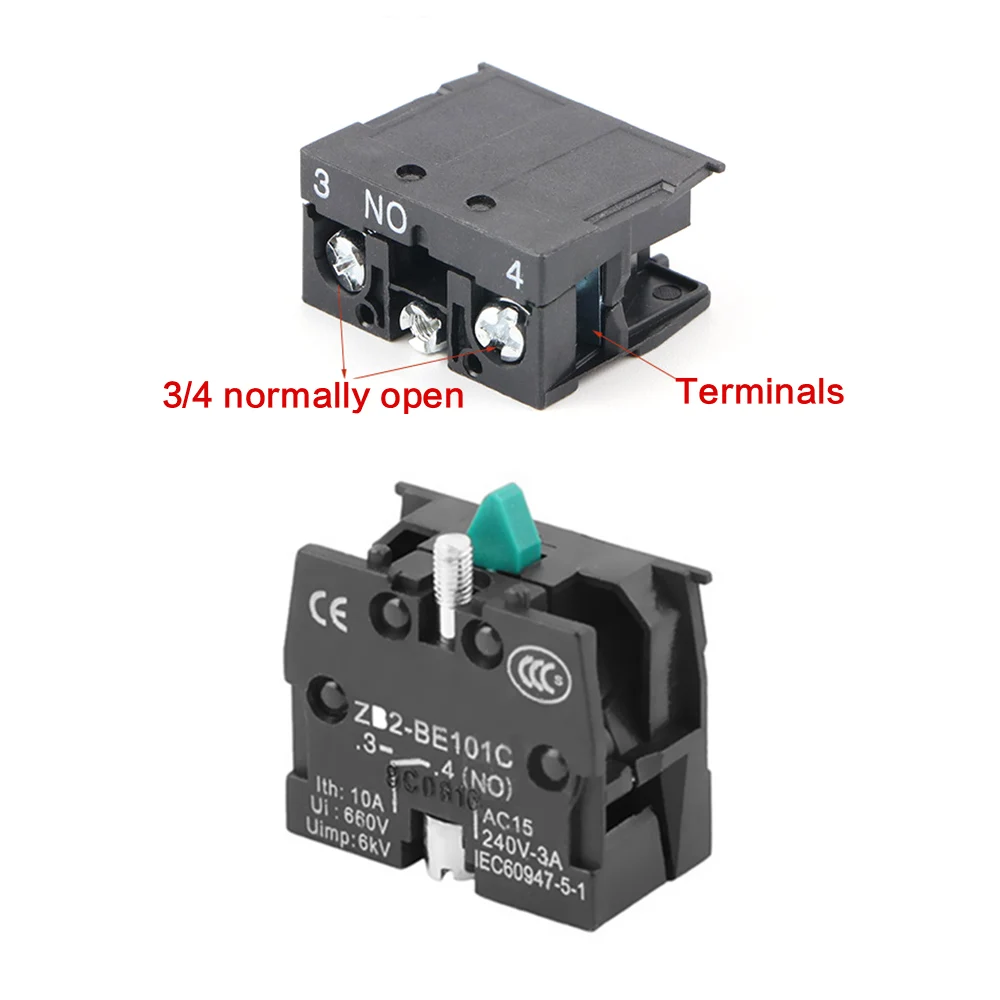 5PCS Self Reset Button Switch 10A 600V ZB2-BE101C/BE102C Normal Open Close NO NC Push Button Joystick Switch