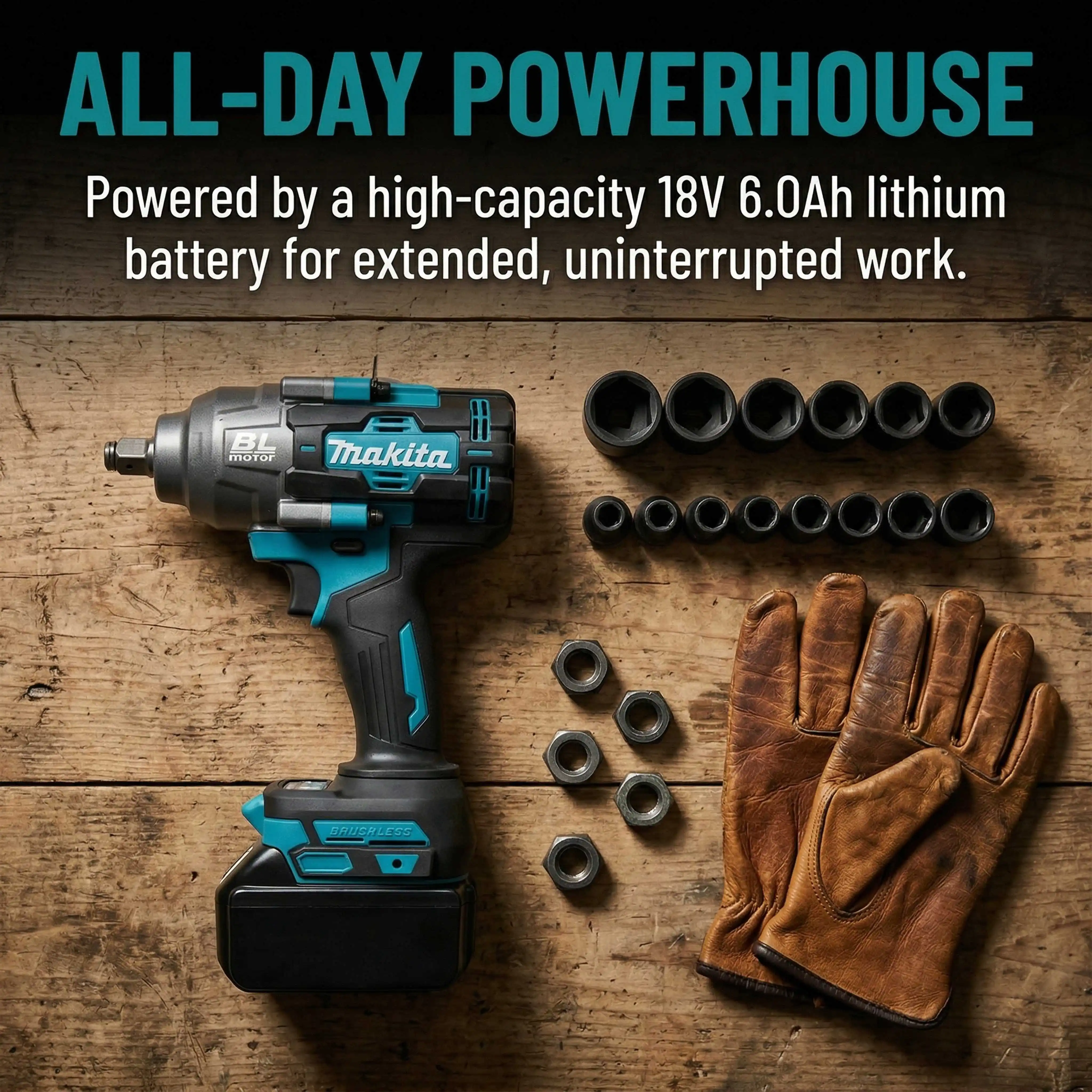 Makita 1000Nm High Torque 18V Cordless Impact Wrench For Vehicle Tyre Replacement Compatible With 18V Lithium Batteries