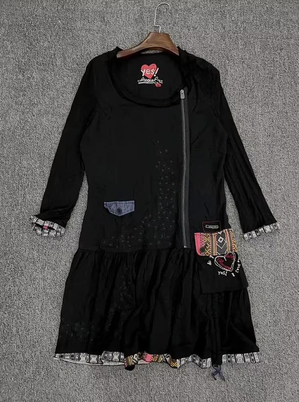 

Foreign trade Spain original order 2025 new women's embroidered printed Bohemian style lace waist slimming dress