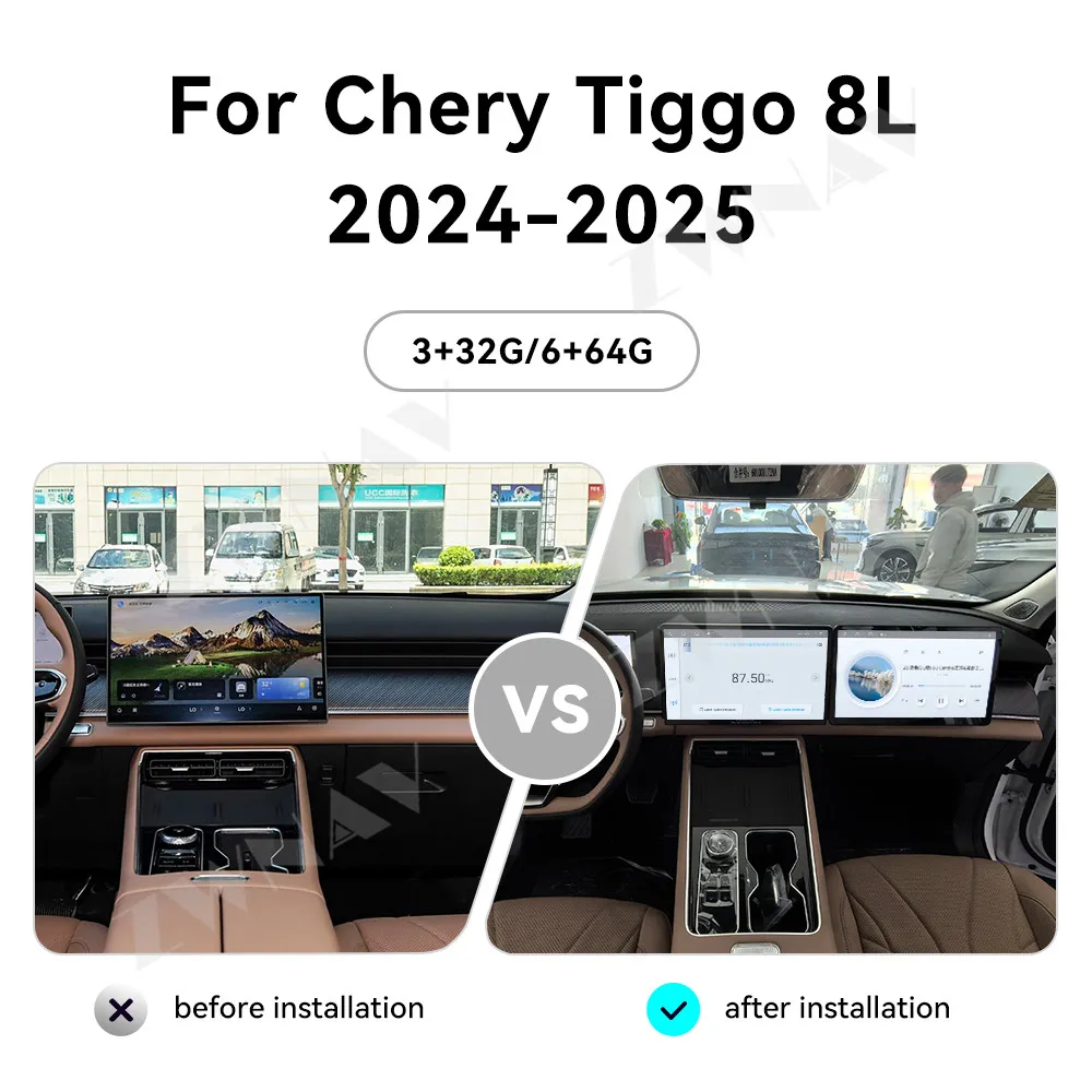 ZWNAV 15.6'' Android 13 Carplay for Chery Tiggo 8L 2024-2025 Passenger Entertainment Screen Car Radio GPS Multimedia Player