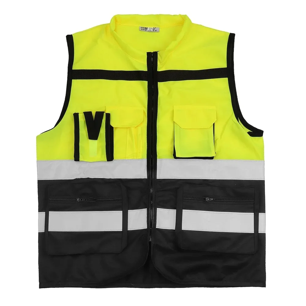 S/M/L High Visibility Hi-Vis Safety Vest Reflective Driving Jacket Night Security Waistcoat With Pockets For Work Run