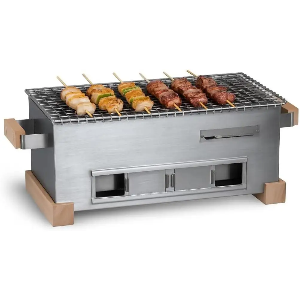 Mini parrilla Yakitori – BBQ Hibachi de mesa de carbón de estilo japonés – Parrilla Binchotan portátil para asar japonesa auténtica –