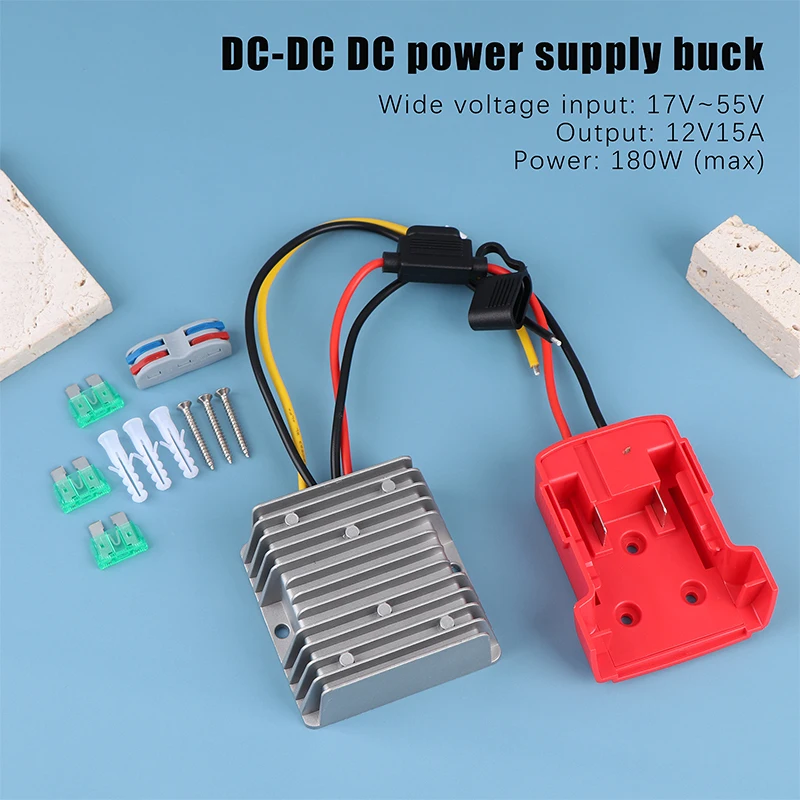 

1 Set 18V To 12V Step Down Converter For M18 Power Wheel Battery Adapter DC 12V 20A 240W Inverter Automatic Buck Converter
