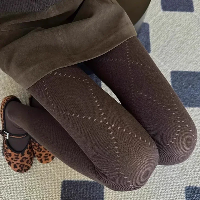 Rajstopy w stylu retro z amerykańskim wzorem diamentowej kraty, szare, z jedwabną bazą, modne rajstopy, elastyczne, wyszczuplające, ciepłe rajstopy na jesień i zimę, skarpety.