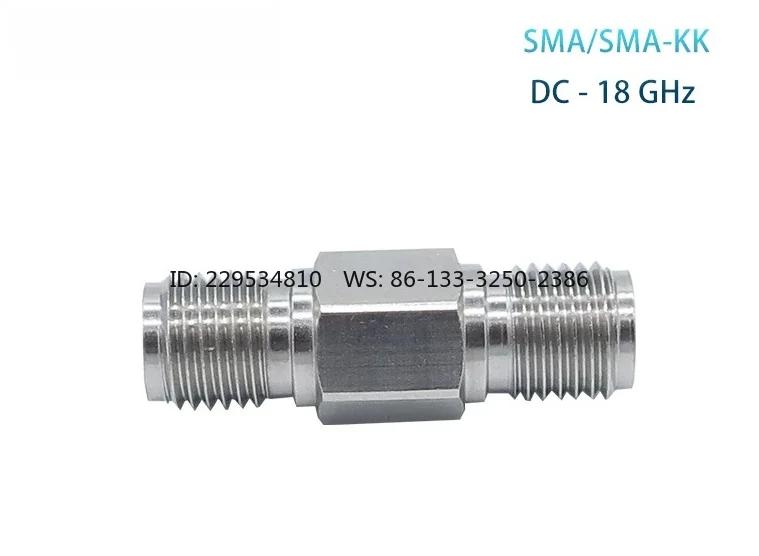 Adaptador Coaxial de Microondas RF SMA Hembra a SMA Hembra DC-18GHz SMA/SMA-KK de Acero Inoxidable