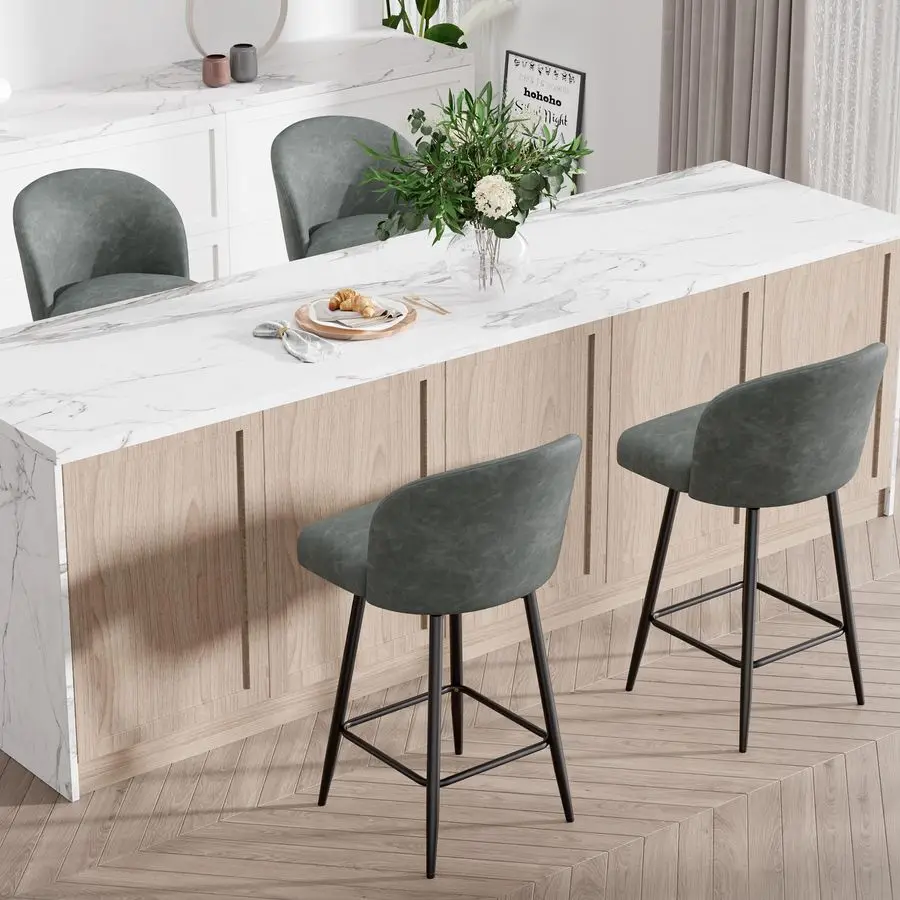 

Набор барных стульев по высоте из 4 вращающихся барных стульев на 360 градусов с высокой спинкой и металлическими ножками, высота 26 сидений, барные стулья с обивкой из искусственной кожи