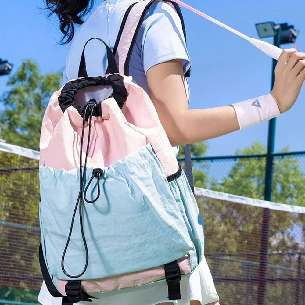 Large Capacity Tennis Racket Backpack Waterproof Casual Gym Pack Lightweight Adjustable Strap Drawstring Fitness Bag