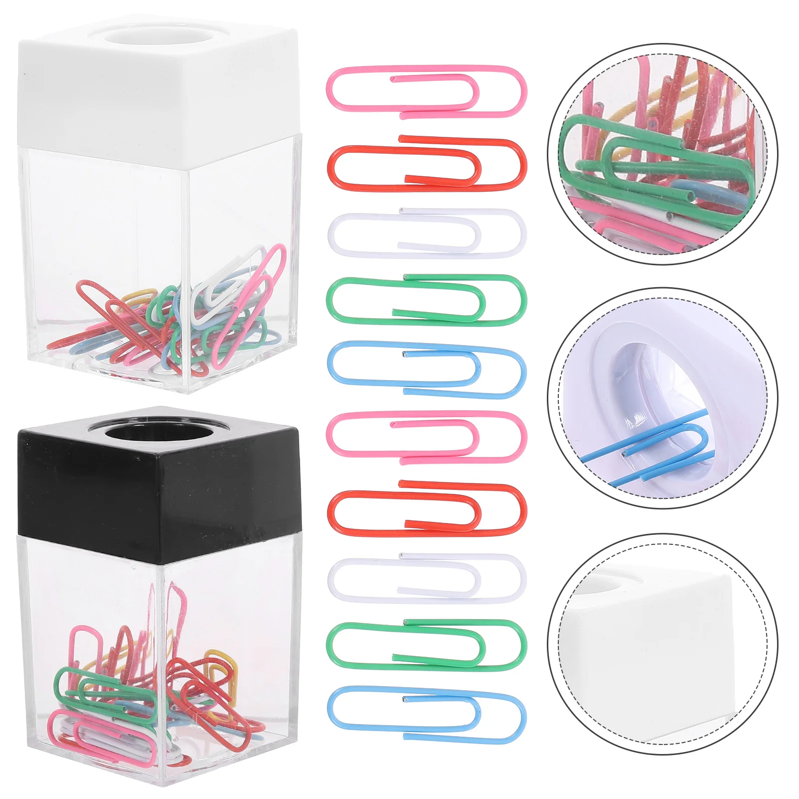 2 Pcs Square Macaron Color Magnetic Paper Clip Storage Bucket Dispenser Cell Phone Stand Chargers