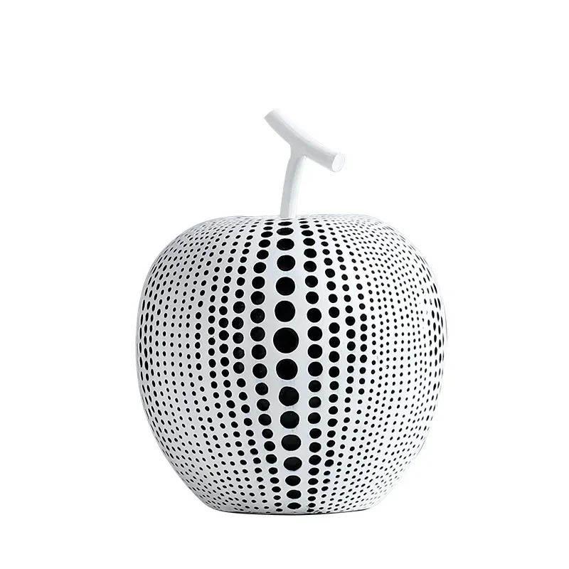 

Wave Point Fruit Abstract Statue Ornaments, White Black Apple Resin Figurine, Desk Adornment, Home Decoration Accessories