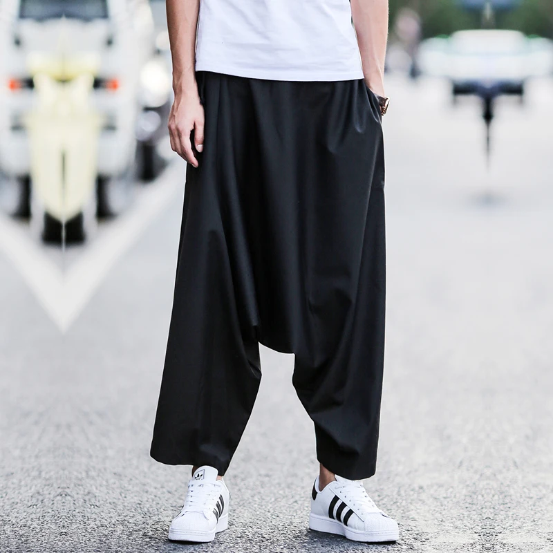 

Men's Slacks Spring New Stylist Dark Night Club Singer Casual Simple Shift Super Loose Large Size Nine Minute Pants