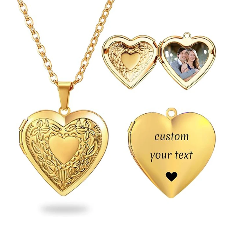 Personalisierte Medaillon-Halskette für Frauen, individuelle Foto-Herz-Anhänger-Halskette, individuelle Bild-Medaillons-Halsketten, Geburtstagsgeschenke – Detail 7