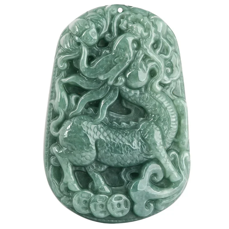 

Burmese Jade Qilin Pendant Pendants Charm Jadeite Green Necklace Natural Designer Charms Real Emerald Amulet Jewelry Amulets