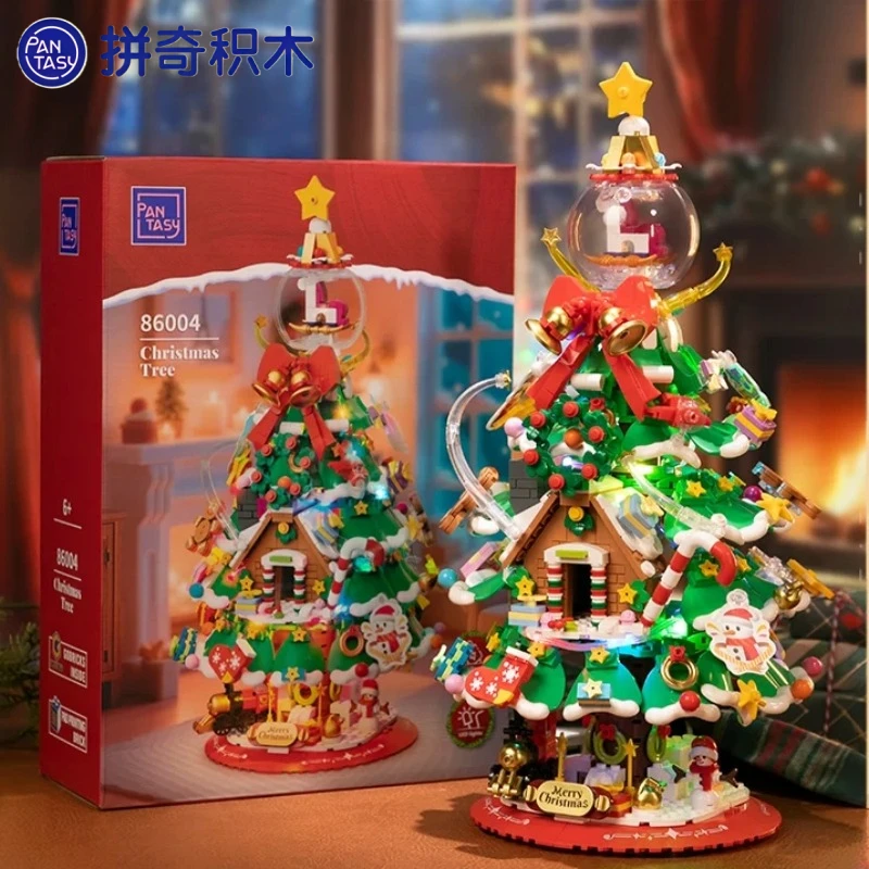Pantasy Christmas Tree Building Blocks Assembly Model Kit Desktop Ornament Hobby Collectible Christmas Holiday Display Gift