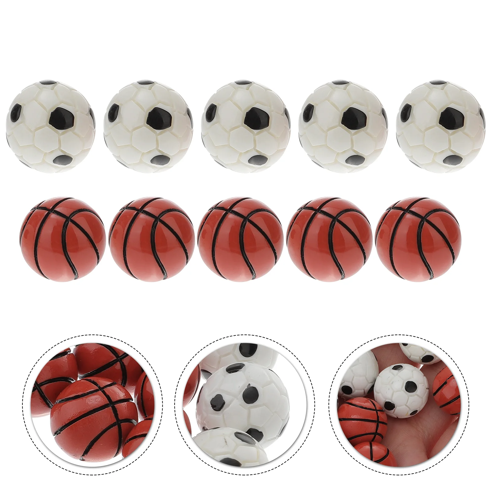 10 pçs mini brinquedo de futebol basquete crianças futebol pequena casa modelo acessório campo fadas