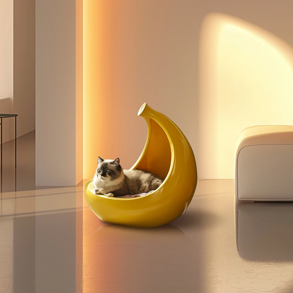 3D Printing Banana shaped Cat Bed Modern Cat Nest Decorative&Functional Pet House