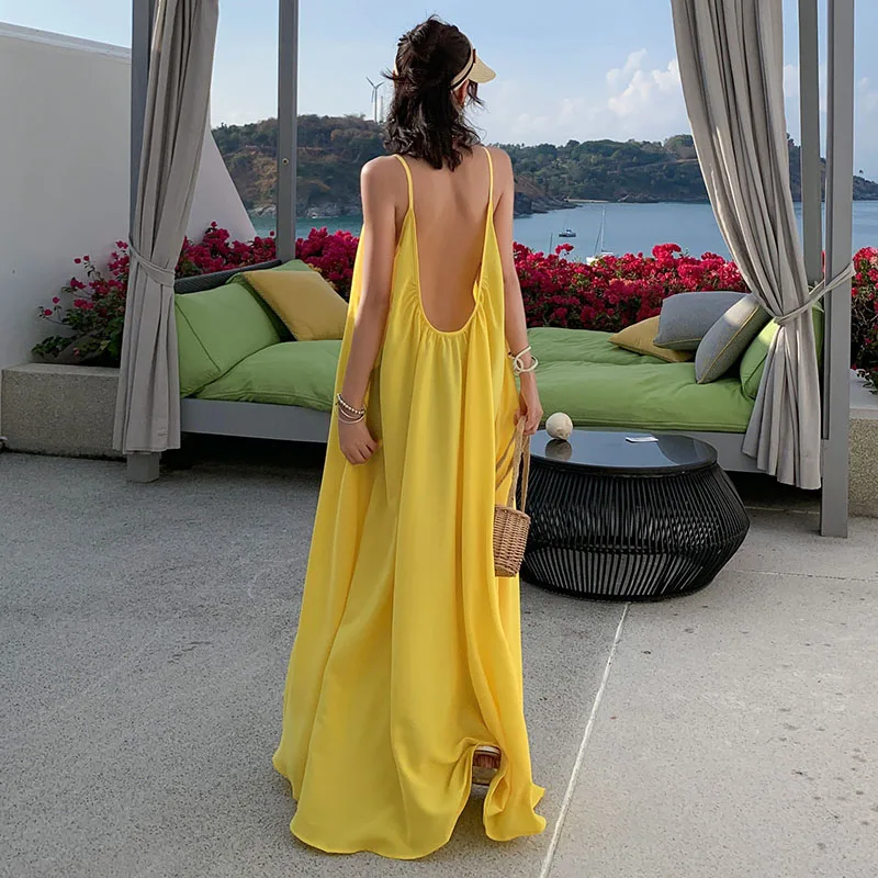 Bali Beach Skirt Women 2023 New Hainan Sanya Seaside Vacation Dress Sexy Backless Immortal High end