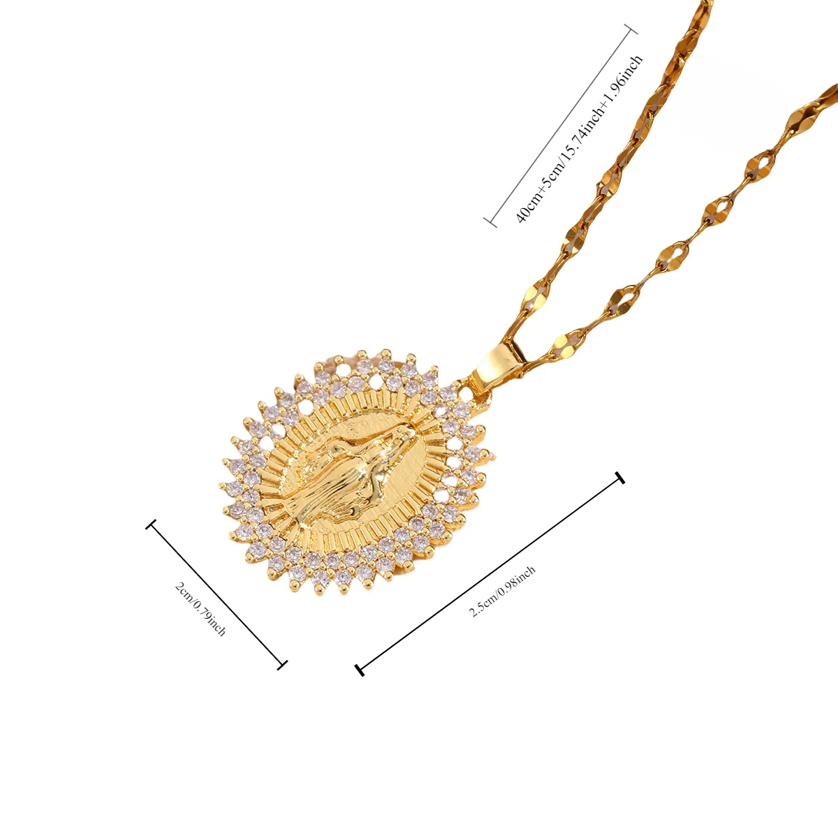 قلادة بقلادة بيضاوية مريم العذراء من جيبسوفيلا للرجال، هدية مجوهرات تميمة دينية محظوظة لمناسبات متعددة