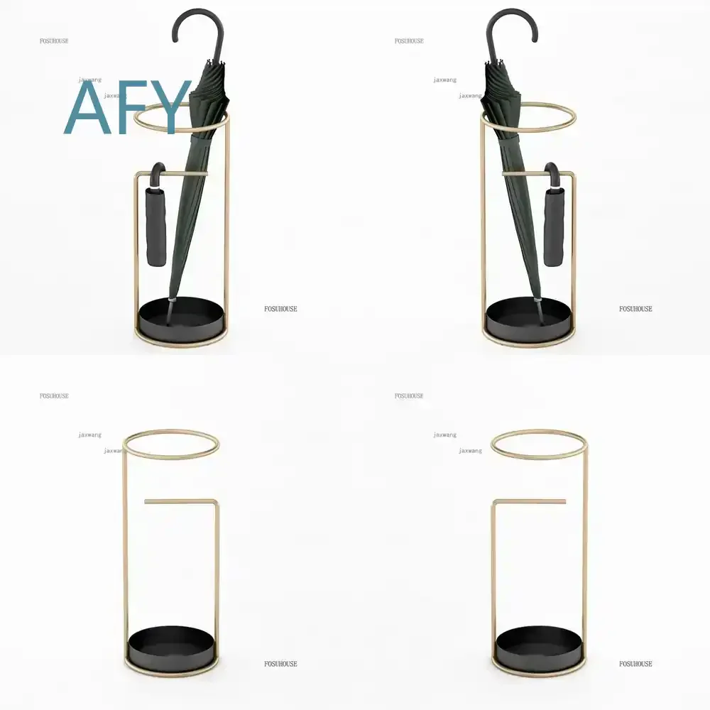 Wrought Iron Nordic Umbrella Stand for Restaurant Hotel Lobby Villa Home Floor Umbrella Holder Bucket Shelf Creative Modern