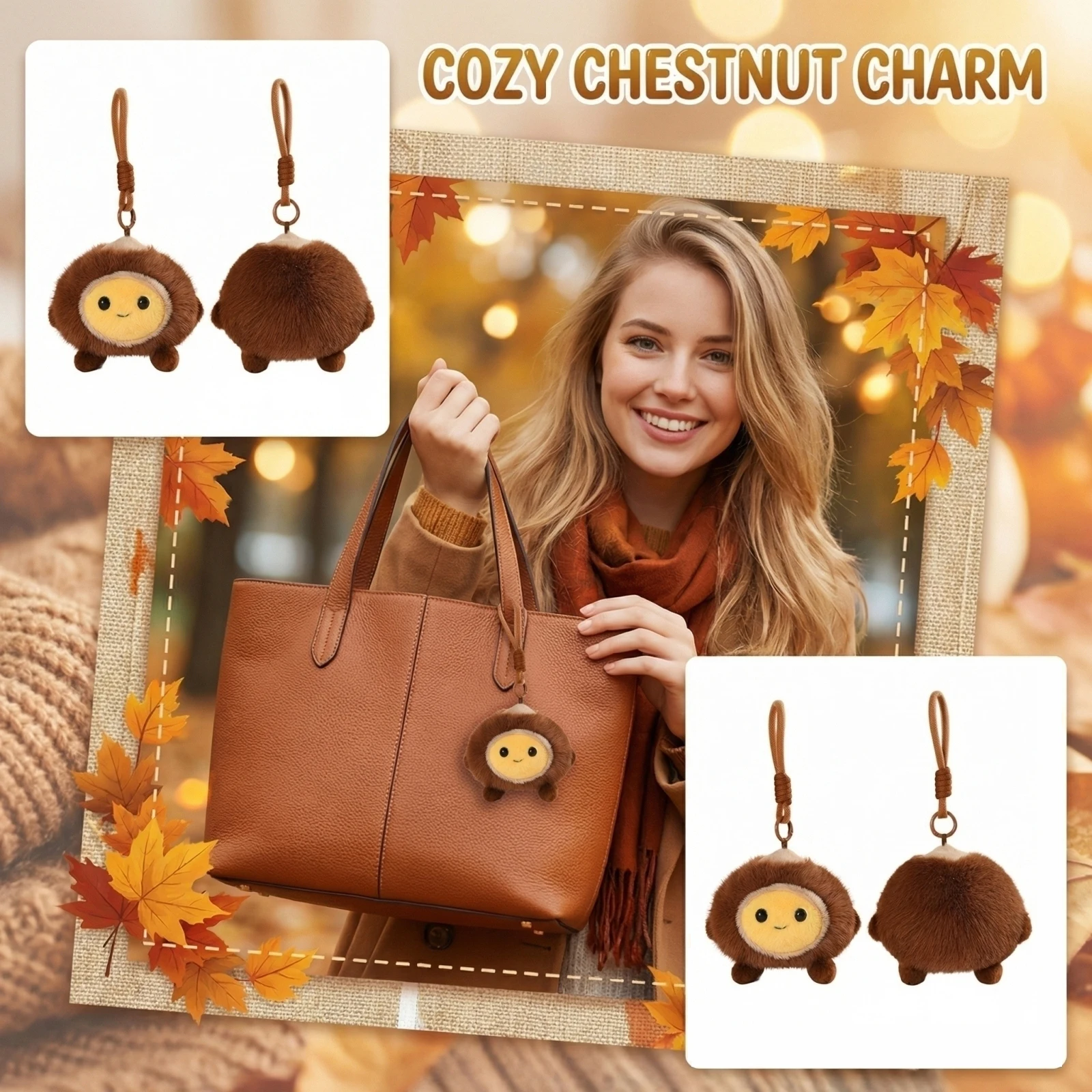 

Cute Kawaii Plush Keychain Creative Gift Cartoon Animal Pendant Autumn Festival Decoration Bag Charm Accessories