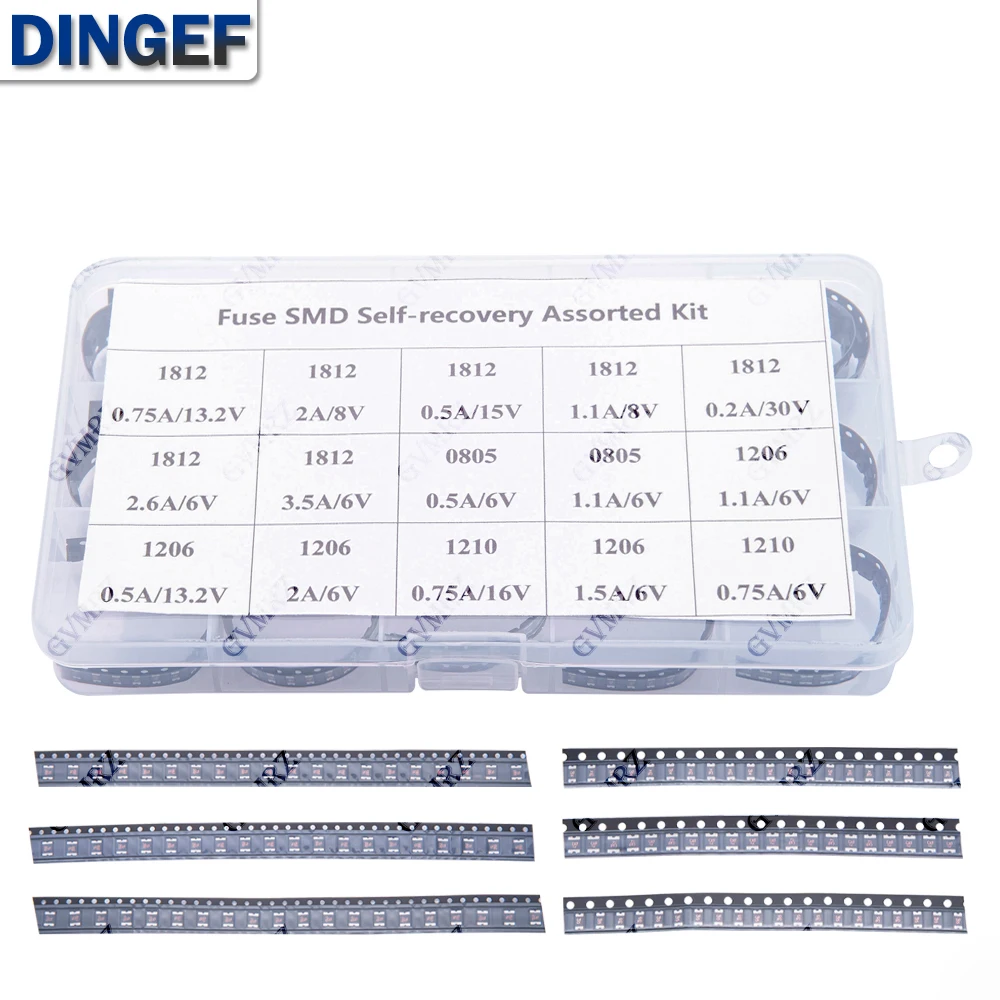 

300 шт. 15 значений * 20 шт. 1206 0805 1210 1812 Комплект самовосстанавливающихся предохранителей SMD 0,7 А 0,5 А 0,2 А 2 А 1,1 А 2,6 А 3,5 А PPTC PolySwitch с самовосстановлением