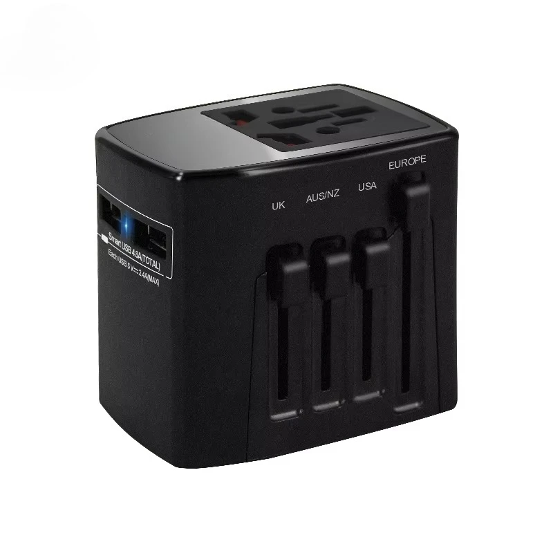 4.8A dual USB travel power adapter universal 250V/5v brass plastic power plug, suitable for socket tablet charging